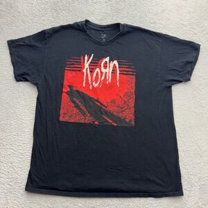 Korn Band Graphic T-Shirt Mens XL Black Red Nu Metal Rock Tee Spencers